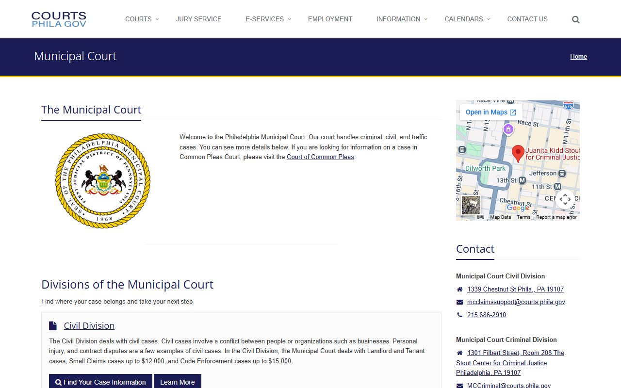 Philadelphia Municipal Court Pennsylvania court docket records