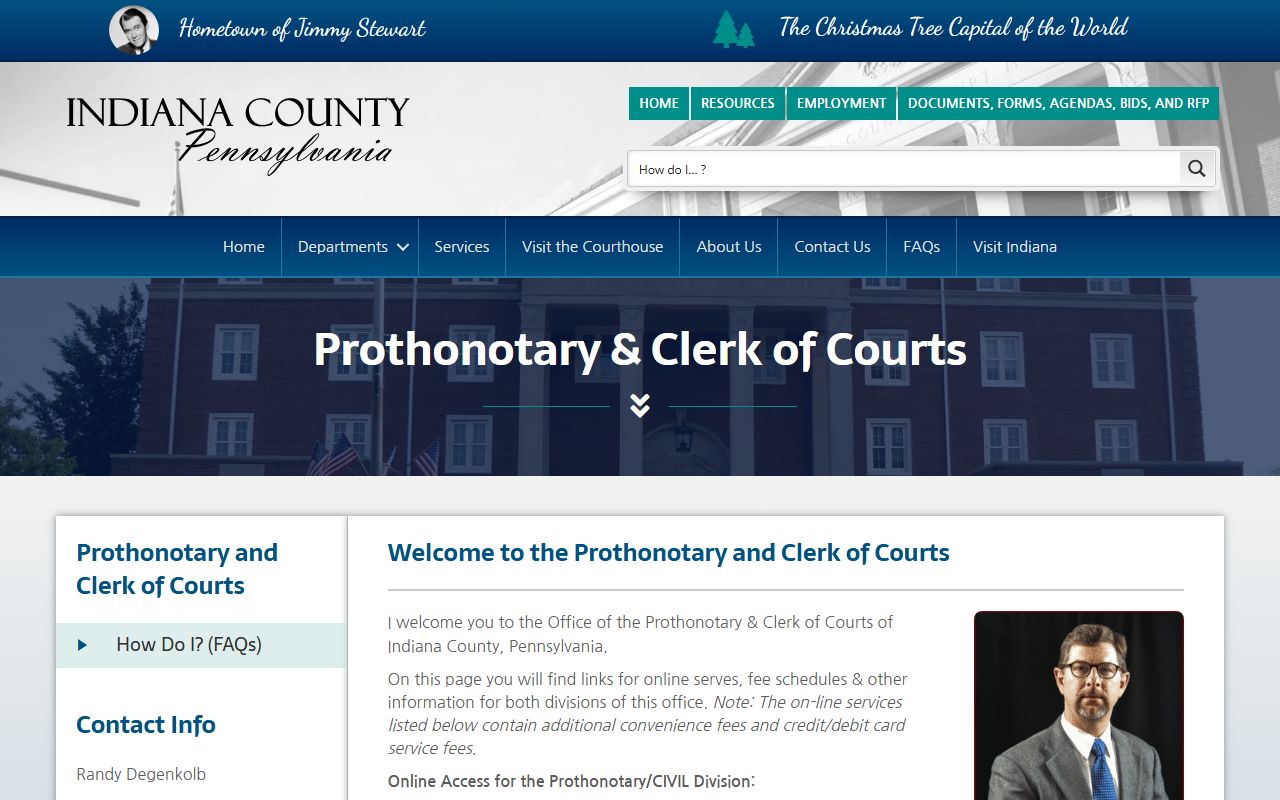Indiana County Prothonotary office court docket information
