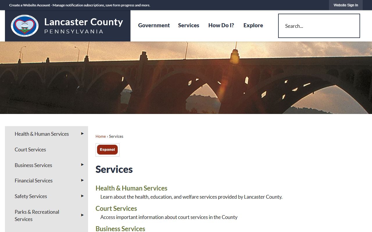 Lancaster County Clerk of Courts information page for court docket access