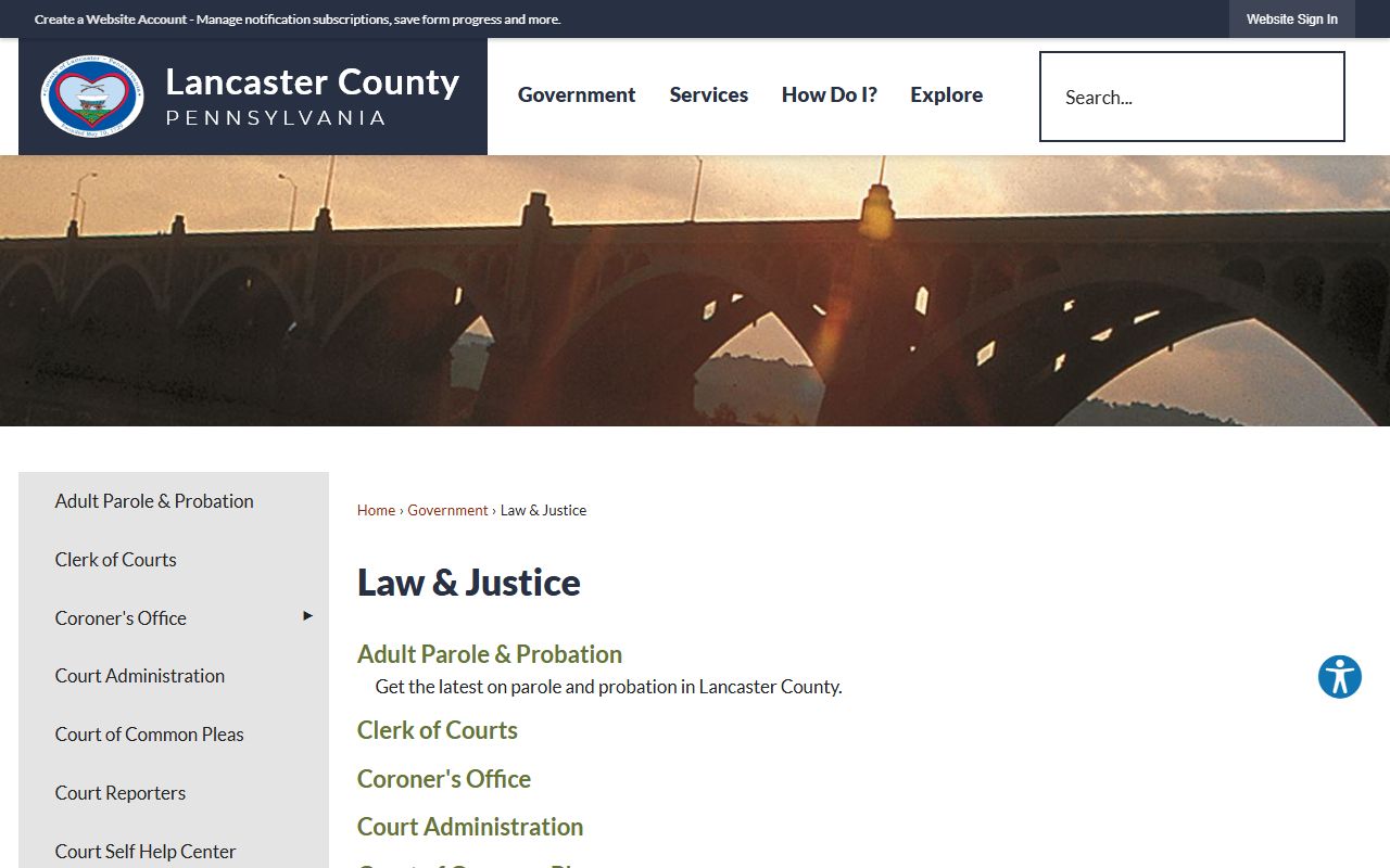 Lancaster County Prothonotary office page for civil docket access