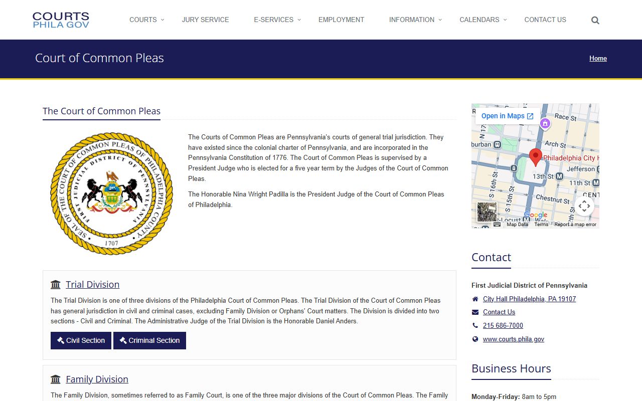 philadelphia county court docket common pleas court information