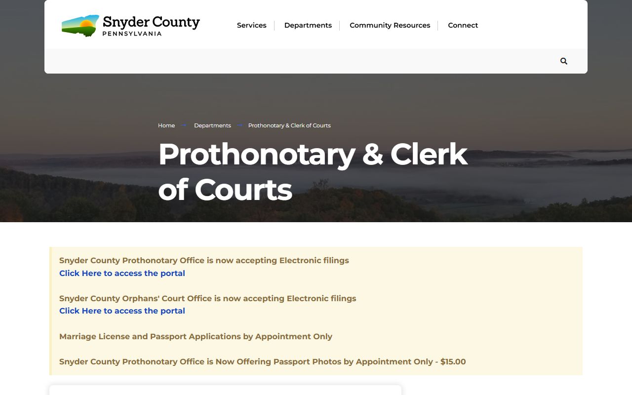 snyder county court docket prothonotary office records