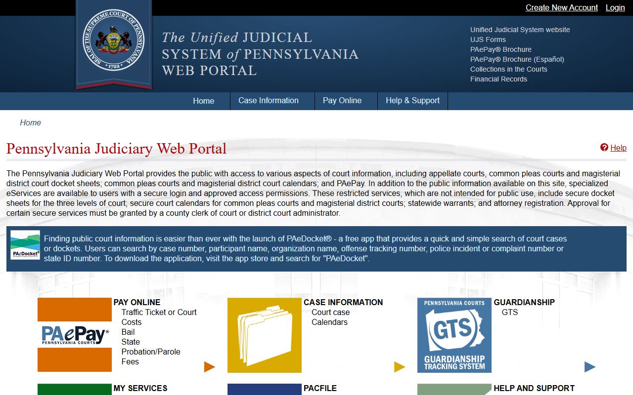 venango county Pennsylvania court docket UJS web portal search interface