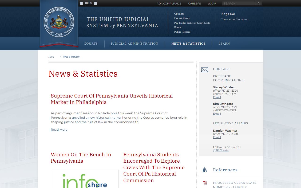 Pennsylvania court statistics and docket filing data annual report